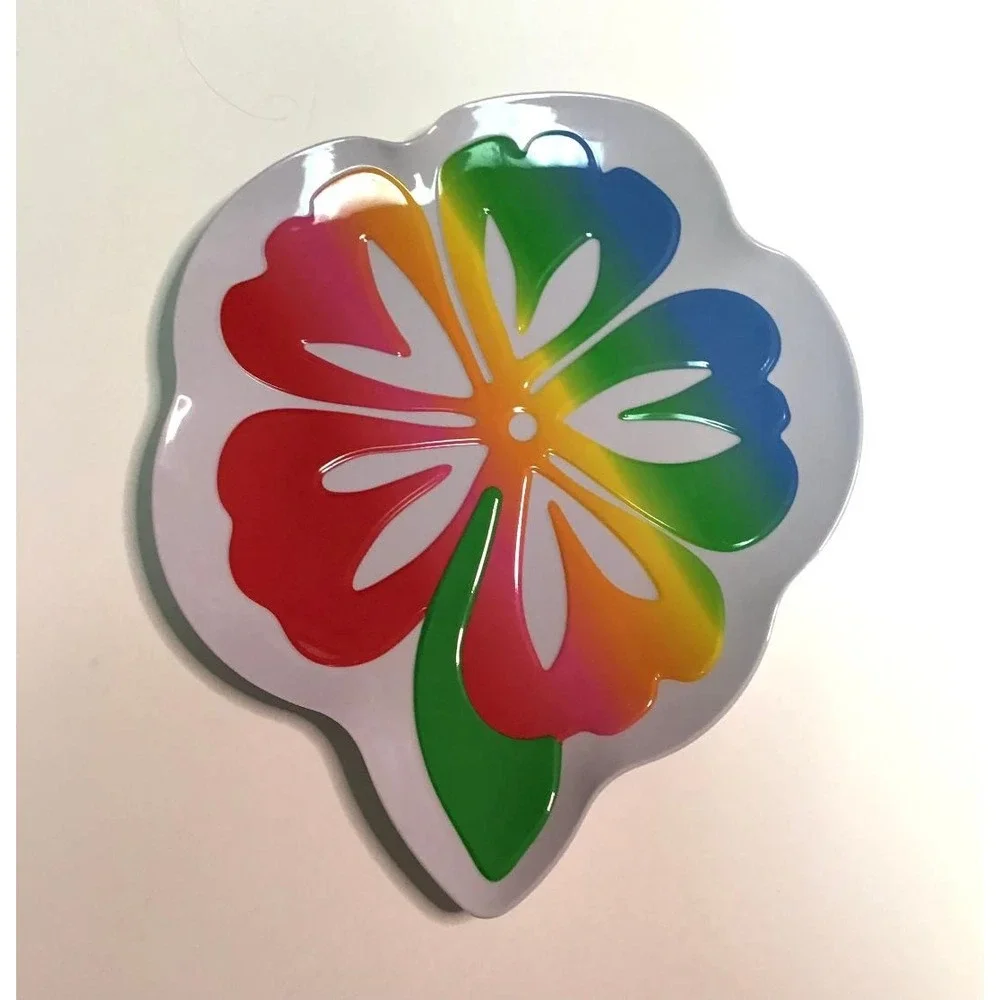 4 Rainbow Hibiscus Flower Melamine Appetizer Plates 8